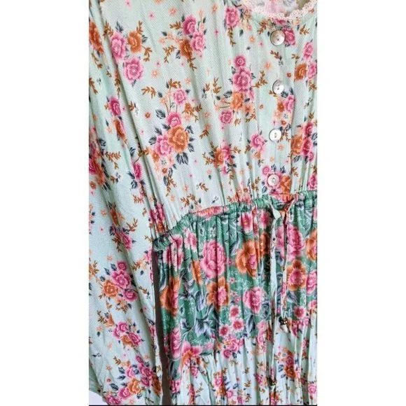 Arnhem Harmony Gypsy Mini Dress Sz6 Boho Floral Mint - Picture 10 of 10